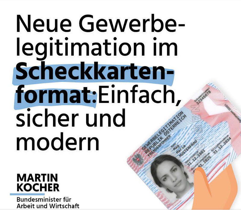 Neue Gewerbelegitimation im Scheckkartenformat